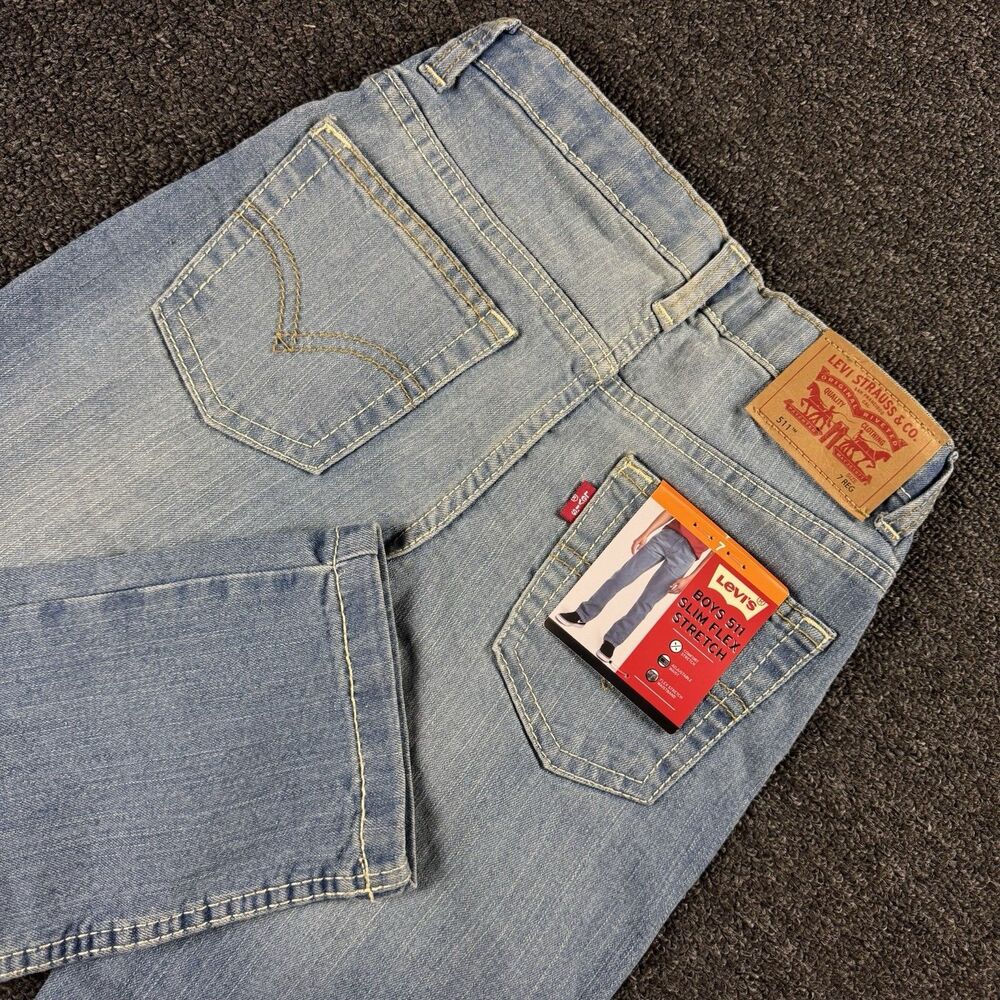 Levi's Boy's Size 7 Slim Flex Stretch Adjustable Waist Straight Denim Jean
